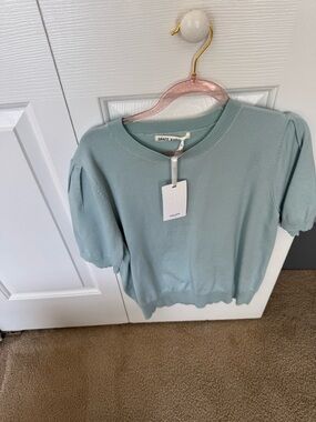 Grace Karin Light Mint Short Sleeve Knit Top
